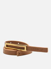 Cinto em Couro Caramelo Fino Metal